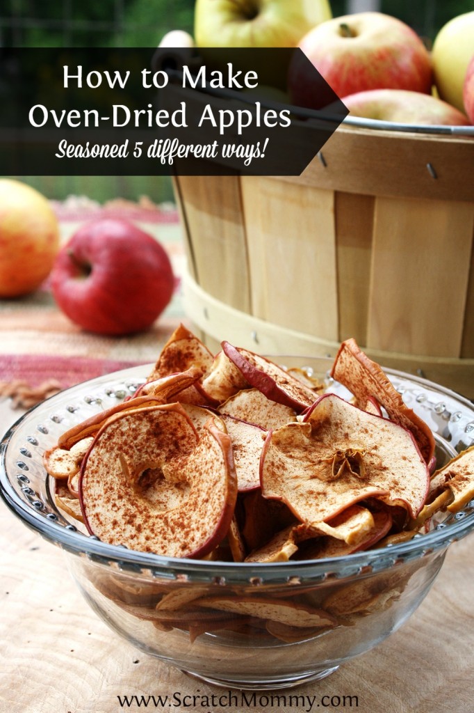 Don't know what to do with all those apples? Try these easy oven-dried apple chips with 5 different ways to flavor them -- from sweet to savory!
