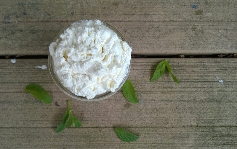This DIY Mint Chocolate Whipped Body Butter uses only 3 ingredients, is so easy to make and smells just like a peppermint paddy. Yummy!