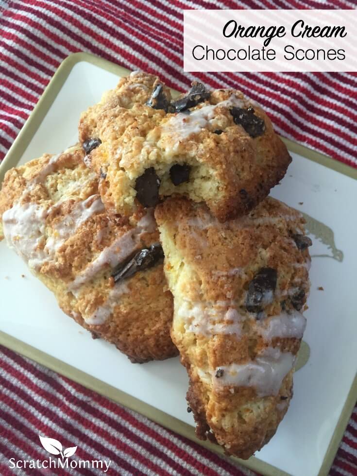 These orange cream chocolate scones have a bit more of a tender crumb and crunchy outside. Use the base of this recipe to create all kinds of flavors!