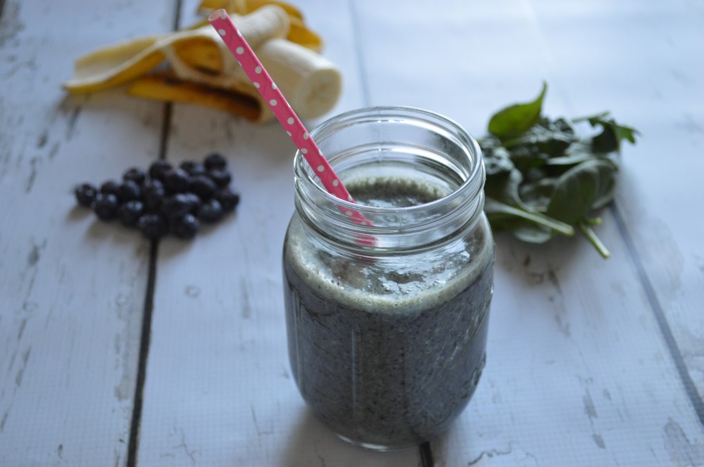 This smoothie is chock full of wholesome, nourishing ingredients including the superfood Maca. The pretty blue hue in this maca smoothie is thanks to organic blueberries.