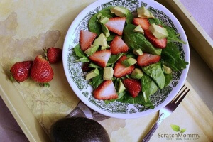 Strawberry Avocado Salad with Poppyseed Dressing - Definitely a hit at a potluck this spring or summer! - Scratch Mommy