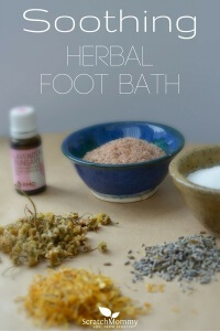 Soothing DIY Foot Bath Recipe (herbs, essential oils, salts, and oils)- Scratch Mommy